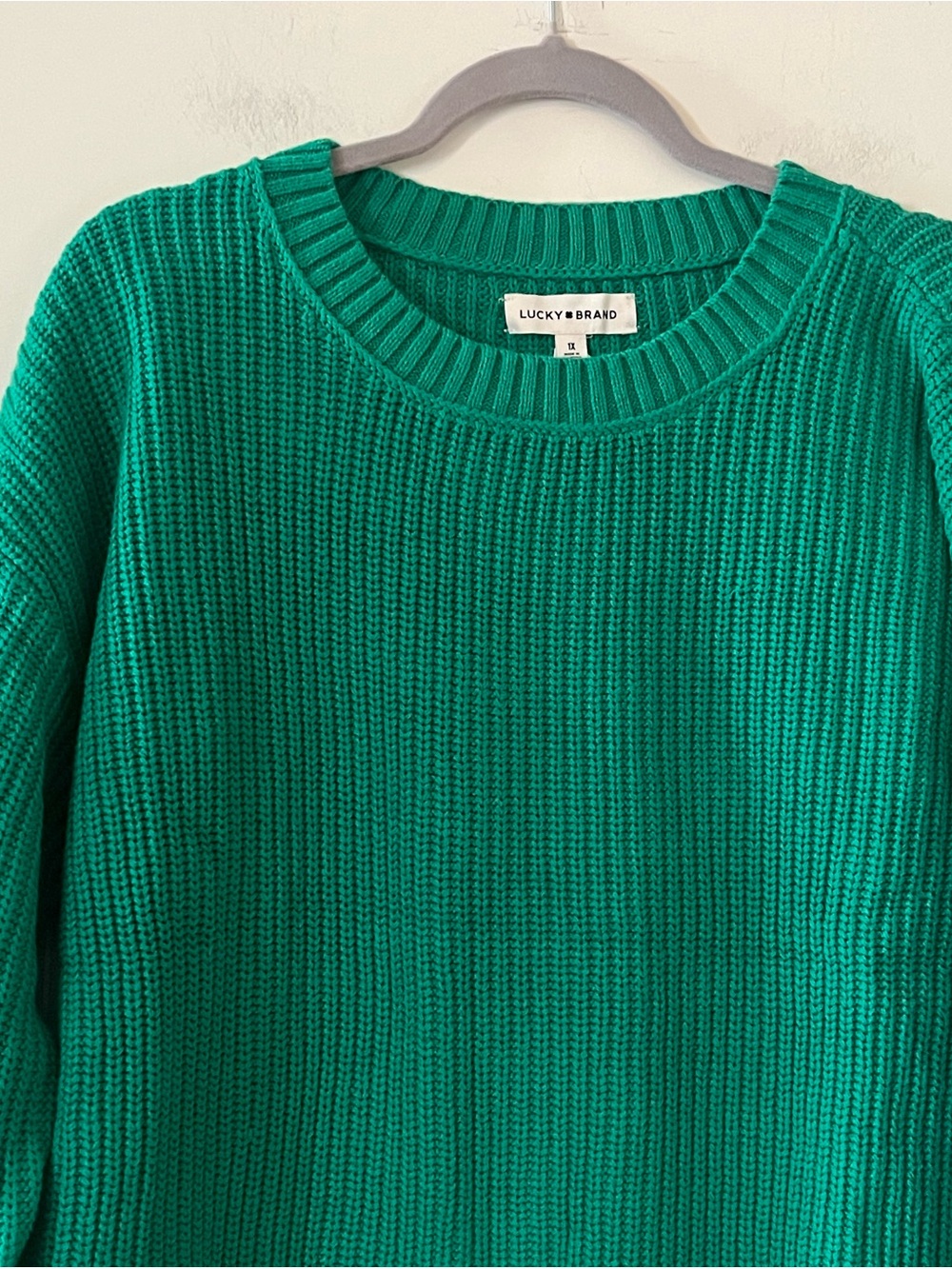 Lucky Brand Green Ribbed Crewneck Sweater Women’s Size 1X - Picture 9 of 13